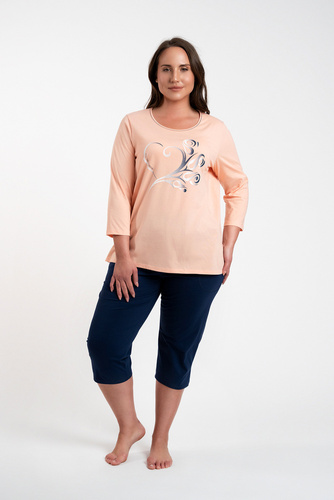 Arietta női pizsama 3/4 ujjú és 3/4 nadrág olasz divat - lazac