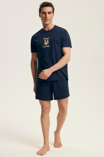 Férfi Core 43462 Legend Henderson sötétkék pizsama - pamut, rövid ujjú, dobozos, dobozos