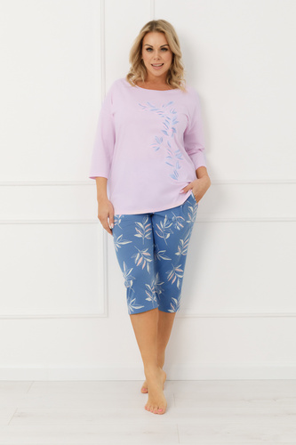 Női pizsama Erula Italian Fashion pamut trikó 3/4 plus size pink