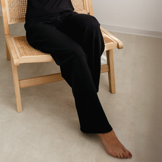 Eevi for Women Női melegítőnadrág fekete - Laza, Pamut + Modal, Kényelmes, Kényelmes