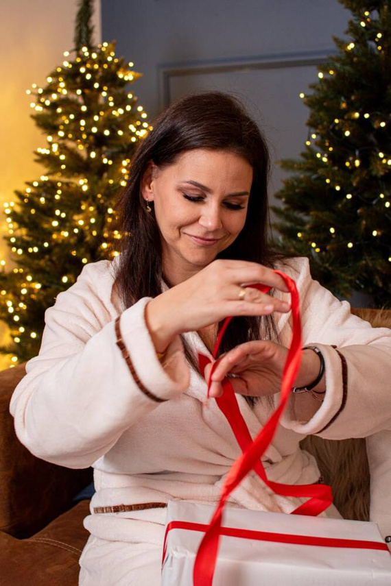 717 Serena Női rövid köntös - ekrü színű