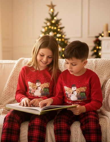 594/185 592/185 Winter Cornette lány pizsama - karácsony, piros, pamut