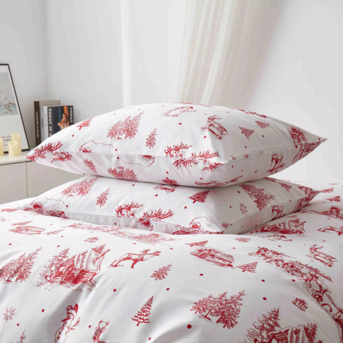 Laponia karácsonyi pamut szatén ágynemű Spod Igły i Nitki fehér piros - elegáns és puha