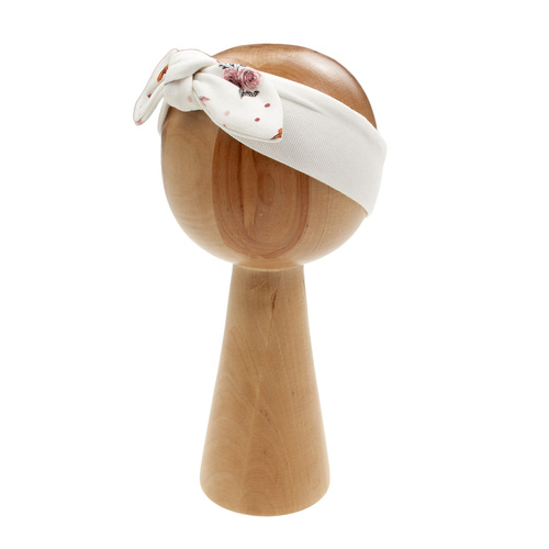 216065 Lala Nicol fejpánt - krémszínű pamut nagy masnival