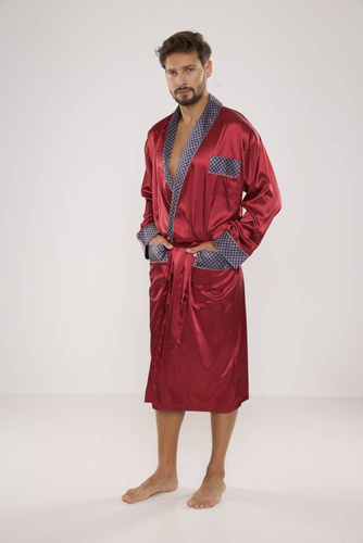 940 Forex férfi szatén fürdőköpeny - gesztenyebarna színben