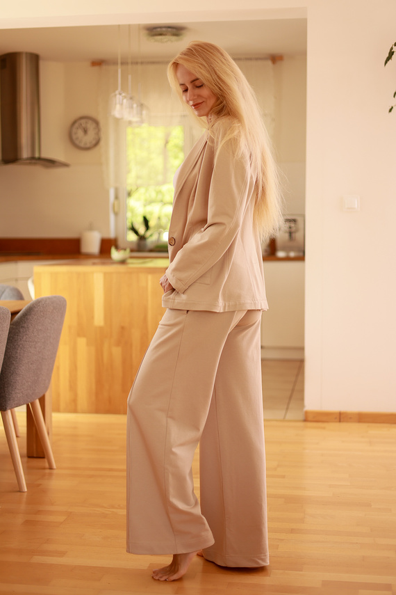 Emi - elegáns női kabát, 95% pamut 5% elasztán | lengyel márka Mirale - bézs színű