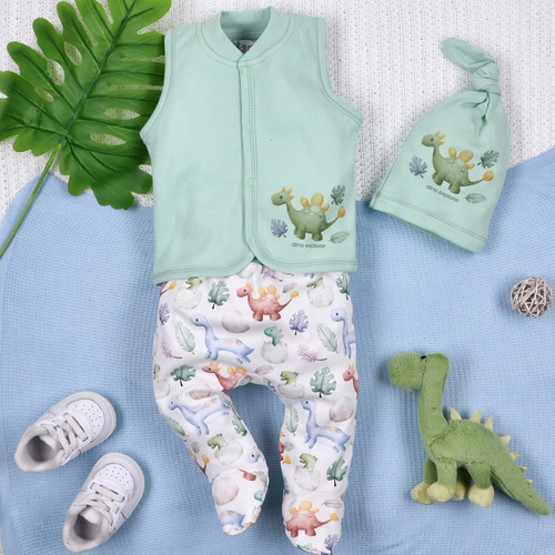 ABN-5575 Dino Explorer Nini mellény - organikus pamut, kényelmes rögzítéssel