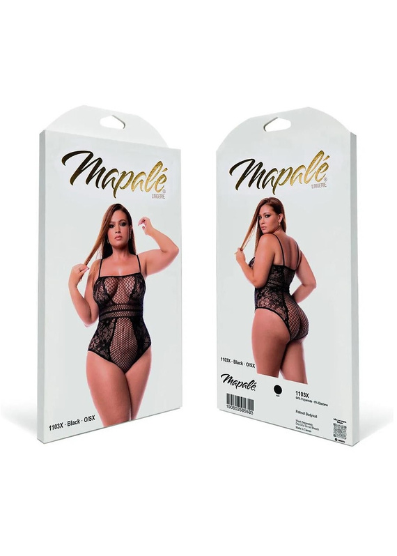 Body 1103X Fishnet Bodysuit Mapale fekete hálós body plus size XL-5XL