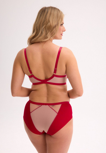 BS 1273 Aina Semi soft melltartó piros - csipke, hálós, merevítős, merevítős