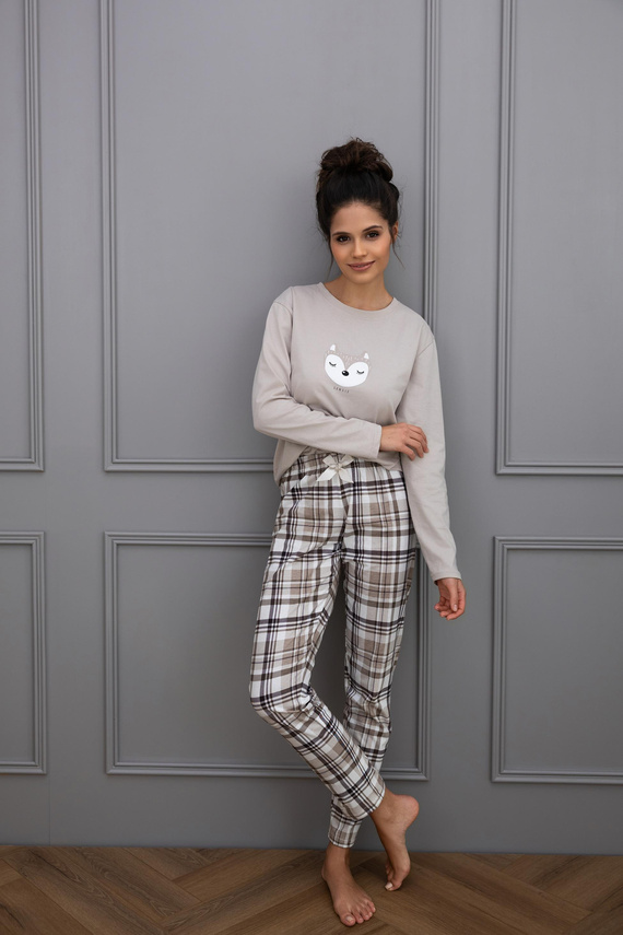 Tinsley Sensis női pizsama - pamut, hosszú, kockás