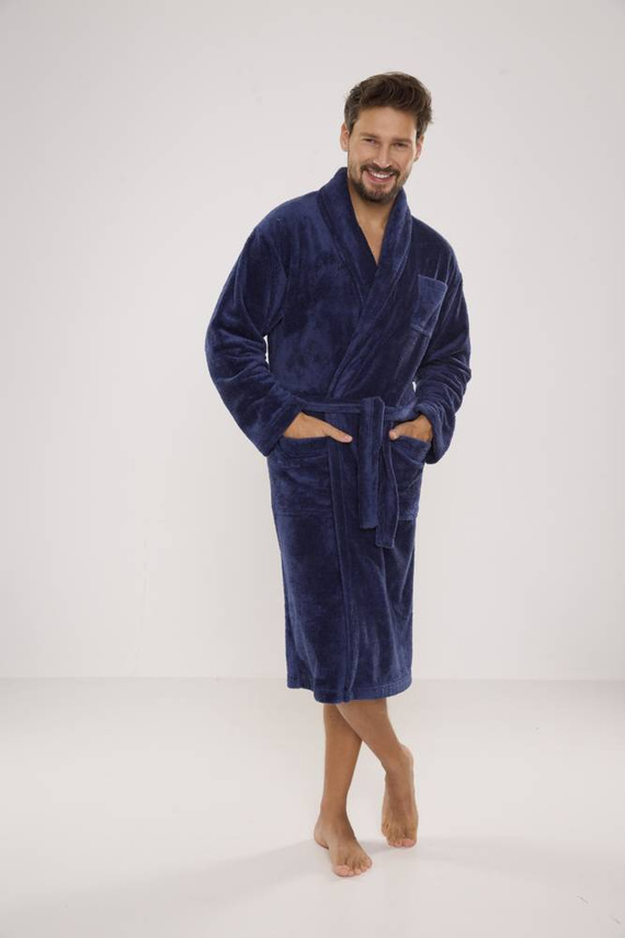 811 De Lafense férfi plüss fürdőköpeny - farmer