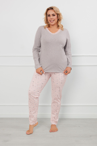 Rosaria Női pizsama hosszú ujjú, hosszú nadrág olasz divat - melange/print