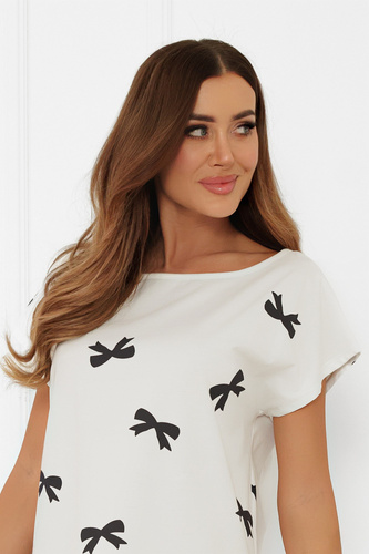 Női hálóing Figaro - ekrü, pamut, rövid ujjúOlasz Divat