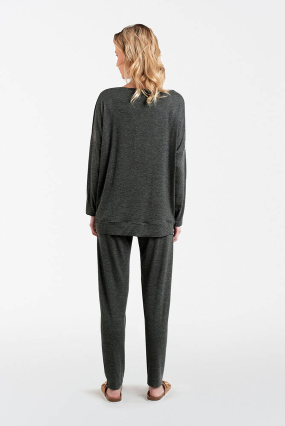 Akord Női szett hosszú ujjú, hosszú nadrág olasz divat - sötét melange