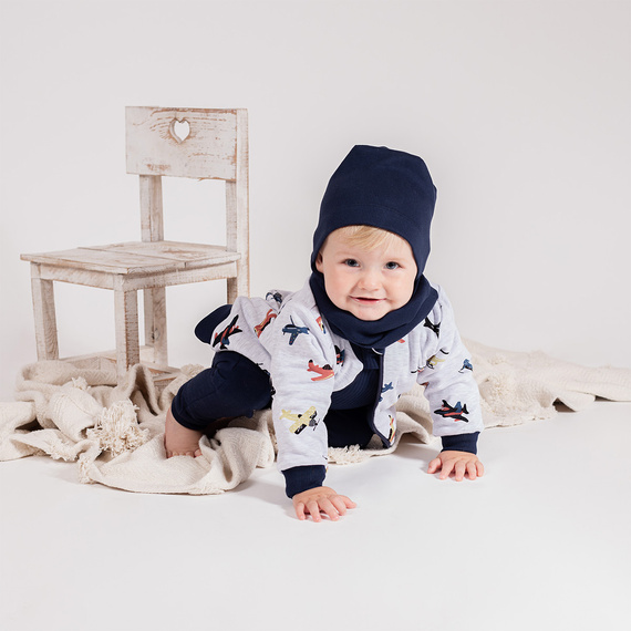 219287 Willy megfordítható melegítő dzseki Nicol - tengerészkék és szürke, repülőkkel