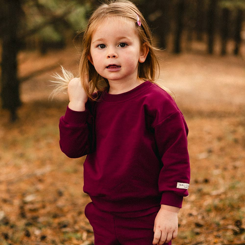 Simply Comfy Eevi gyermek pulóver - oversize, 100% pamut, bordó, bordó színű