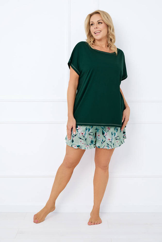 Florisa Női rövid ujjú pizsama, rövid nadrág Italian Fashion - sötétzöld/print