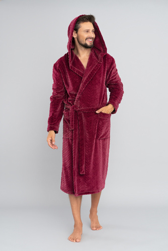 Zygmunt Férfi fürdőköpeny kapucnival Olasz divat - bordó