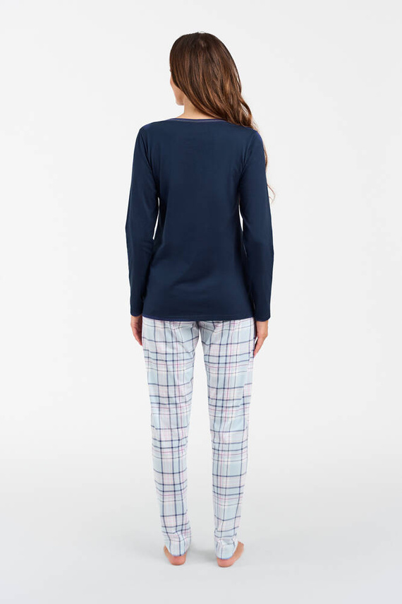 Glamour Női pizsama hosszú ujjú és hosszú nadrág olasz divat - tengerészkék/print