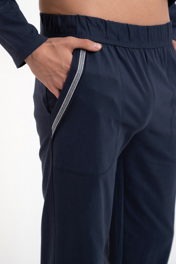 Zbyszek Férfi pizsama hosszú ujjú, hosszú nadrág Talian Fashion - tengerészkék