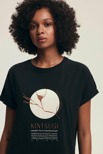 Hálóing 43729 Dairoku Henderson fekete- pamut, rövid ujjú, kényelmes szabásvonalú