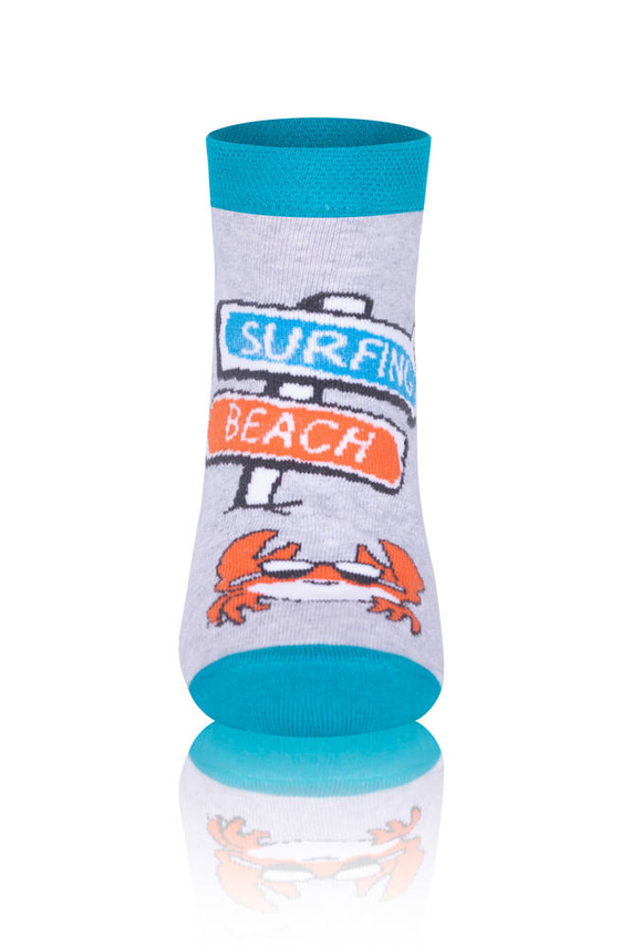 S138S Krab Socks lábzokni olasz divat - türkiz/narancs/világos melange