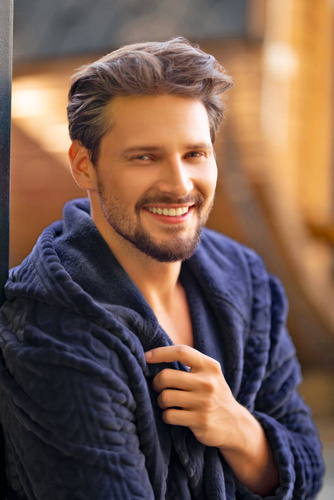 Zygmunt Férfi fürdőköpeny kapucnival Italian Fashion - tengerészkék