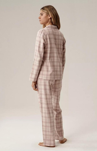 NLP-505 Női pizsama Atlantic levendula flanel, kigombolva, kockás, pamut, pamut
