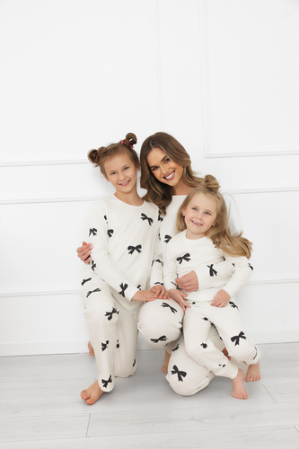 Lány pizsama Fiocca- ekrü, pamut, hosszú ujjú és nadrágos Olasz Divat