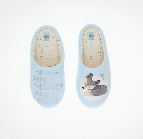 Fixy Sorbetto kék - meleg női papucs csúszásmentes talppal és nyomtatással