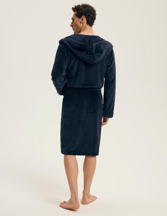 Henderson férfi fürdőköpeny 43374 Naps navy- kapucni, meleg kötés, kényelem és elegancia