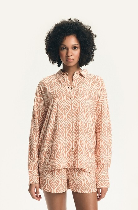 Henderson női pizsama 43664 Denise barack- Viszkóz, hosszú ujjú, galléros, rövidnadrágos, hosszú ujjú, galléros, rövidnadrágos