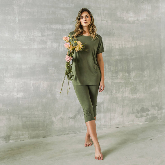 Natura Pizsama Női rövid ujjú, 3/4 nadrágos olasz divat - khaki