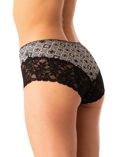 Női pamut bugyi Key LPB 731 fekete bézs - 2 db-os szett dobozban, klasszikus szabásvonalú