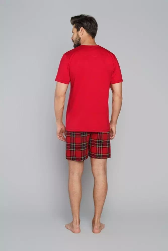 Narvik Férfi rövid ujjú pizsama, rövidnadrág Italian Fashion- piros/print