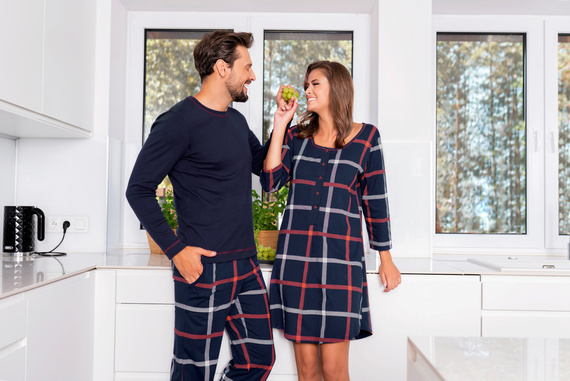 Horton Férfi hosszú ujjú pizsama, hosszú nadrág Italian Fashion - tengerészkék/print