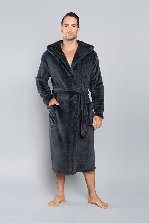 Mimas Férfi kapucnis fürdőköpeny olasz divat - szürke