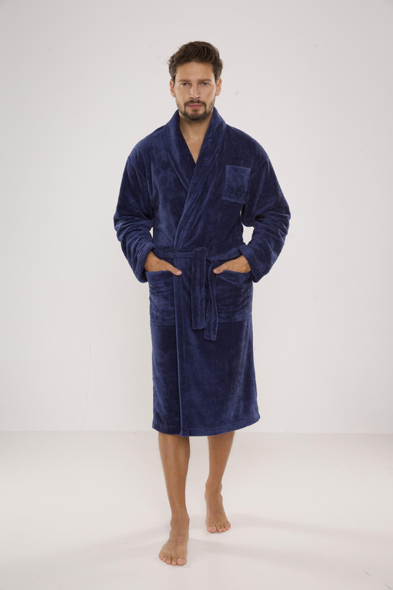 811 De Lafense férfi plüss fürdőköpeny - farmer