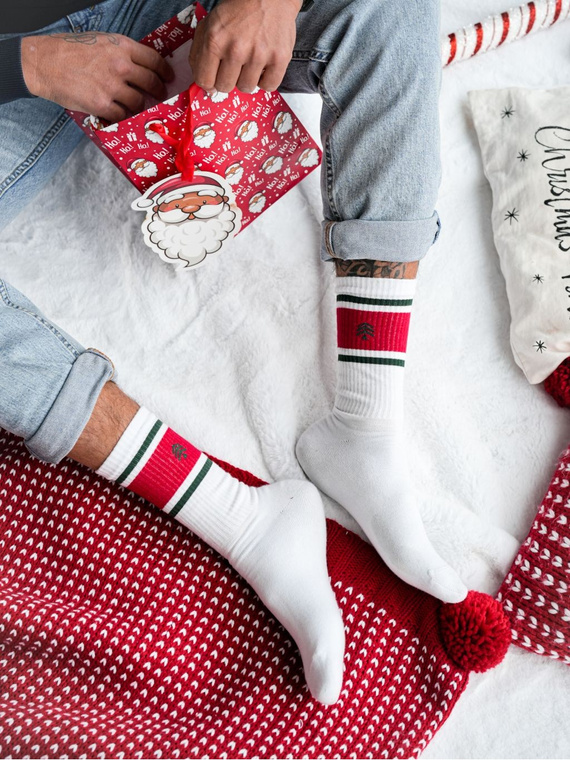 1290.040 Karácsonyfa zokni - férfi karácsonyi zokni Milena, fehér