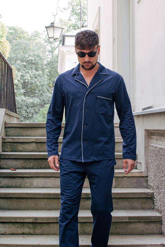 729 Norberto Férfi pizsama De Lafense - sötétkék