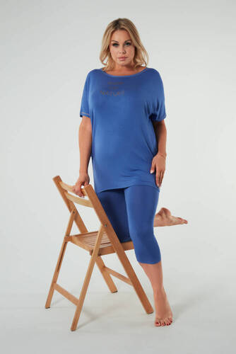Natura Pizsama Női rövid ujjú, 3/4 nadrágos olasz divat - kék