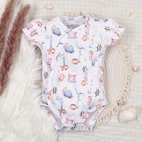 ABN-5473 Underwater World Nini boríték body - organikus pamut, rövid ujjú, víz alatti világ