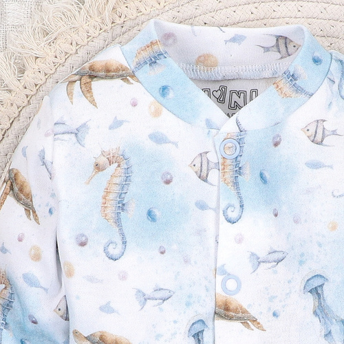 ABN-5454 Sea Of Joy Nini baba kaftán - organikus pamut, nyomógombos záródással