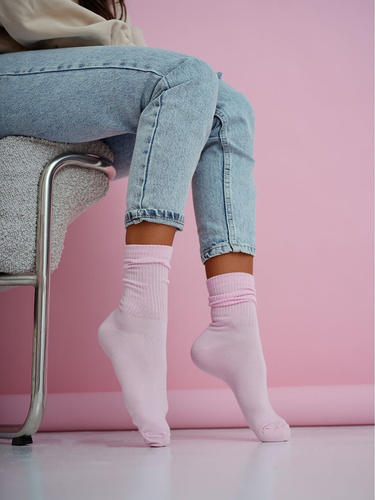 Milena 1313-002 női pamut zokni – bordázott, kényelmes mindennapra pink