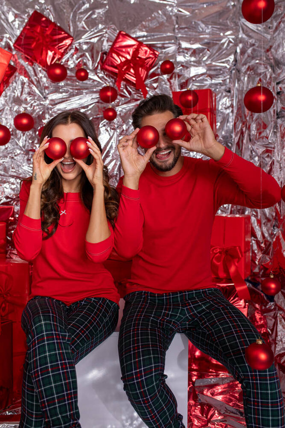 Foggia női pizsama hosszú ujjú, hosszú nadrág olasz divat - piros/print