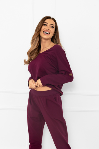 Karina Női melegítő szett Italian Fashion bordó - pamut, kényelmes, kényelmes