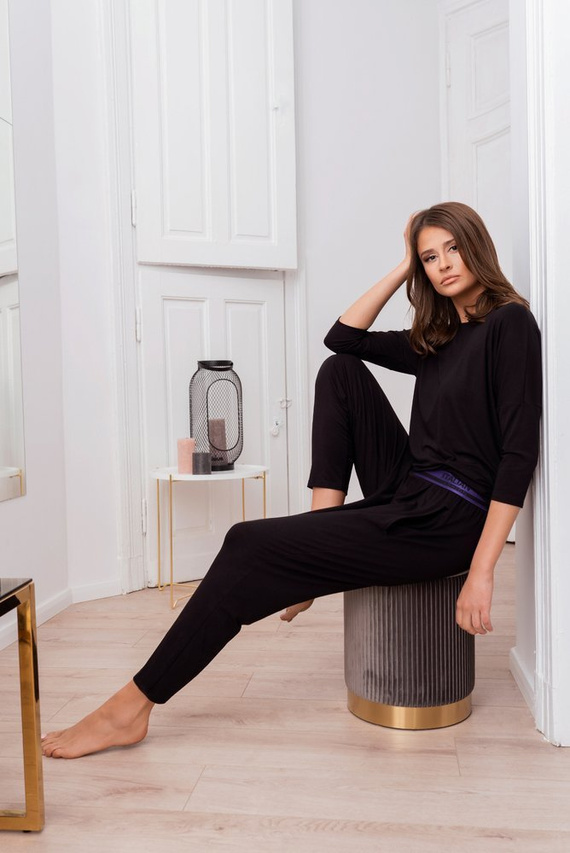 Stílus Női 3/4 ujjú szett, hossza.olasz divatnadrág fekete