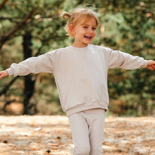 Simply Comfy Gyermek pulóver Eevi - oversize, 100% pamut, bézs színű