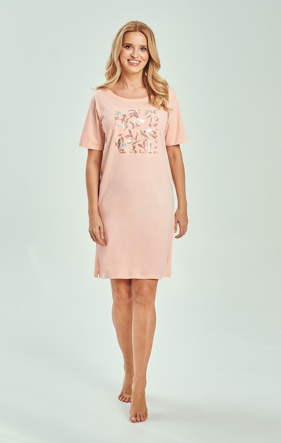 Női hálóing 3554 Valentina Taro barack- 100% pamut, nyomtatás, rövid ujjú, kényelmes és légáteresztő