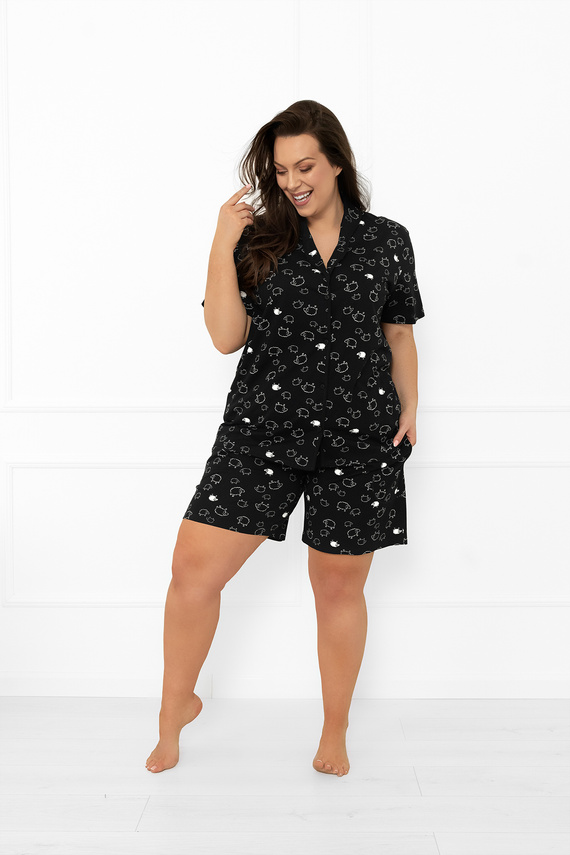 Női pizsama Bonnie - rövid ujjú, rövid nadrág, pamut MEGA SOFT Olasz divat